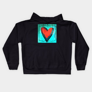 Artful Heart Turquoise & Red Kids Hoodie